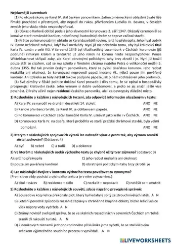 Karel IV.  práce s textem