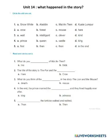 Unit 14: what happened in the story?