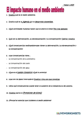 El impacto humano en el medioambiente