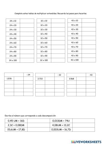 Divisiones y composción de números