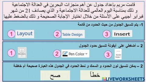 حدود الجدول 2