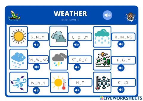 Weather Vocabulary-write