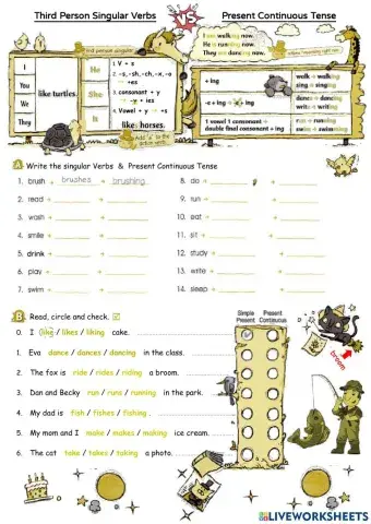 Third Person Singular Verbs VS Present Continuous Tense
