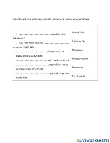 PRONUMELE PERSONAL DE POLITEŢE