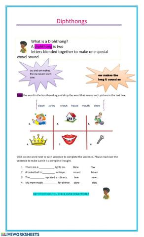 Diphthongs homework