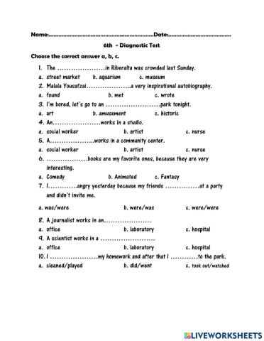 6th - Diagnostic test