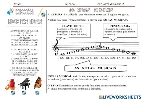 Canción Rock das notas