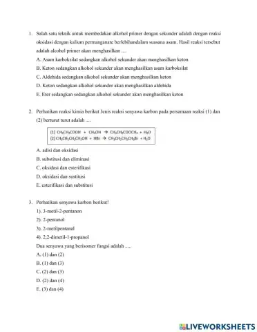Latihan turunan Senyawa alkana