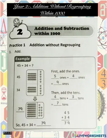 Addition wo regrouping WB2A 20&21