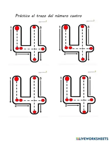 Trazo del número cuatro