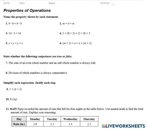 5.3 Properties of Operations