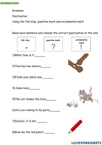 Grammar- Punctuation Worksheet 1