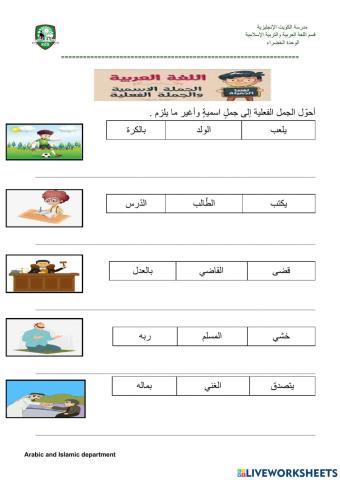 تحويل الجملة الفعلية إلى جملة اسمية