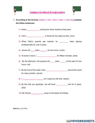 Exercises of Future Perfect Progressive-Continuous