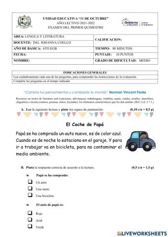 Evaluación 1er Quimestre