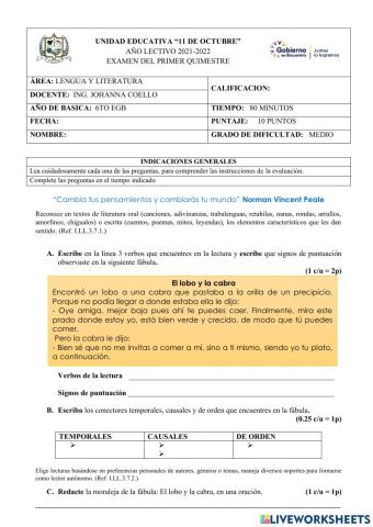 Evaluación 1er Quimestre