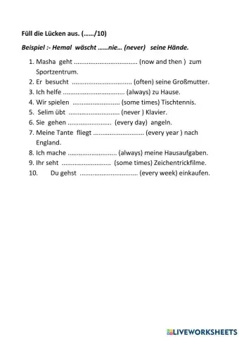 Adverbs of frequency in German