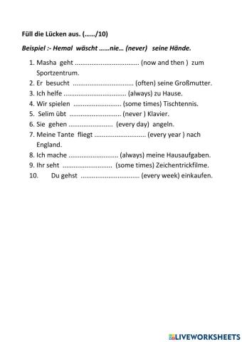 Adverbs of frequency in German