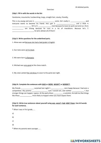 Body parts-Was-Were-Had