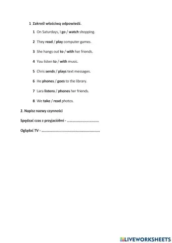 Klasa 4 unit 4 kartkówka