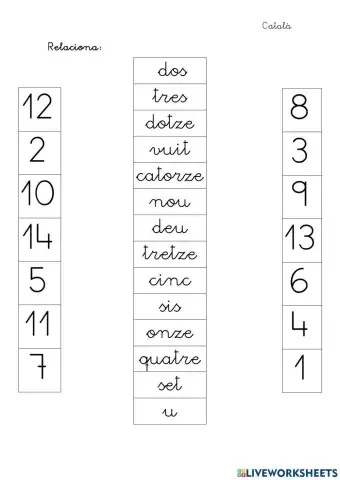 Nombres de l'1 al 14