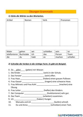 Grammatik - Wortarten und Präsens