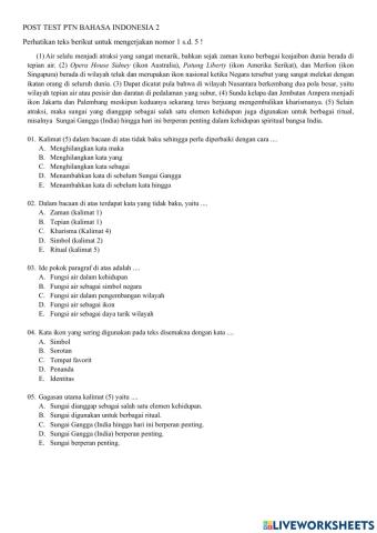 Post test intensif bahasa indonesia 2
