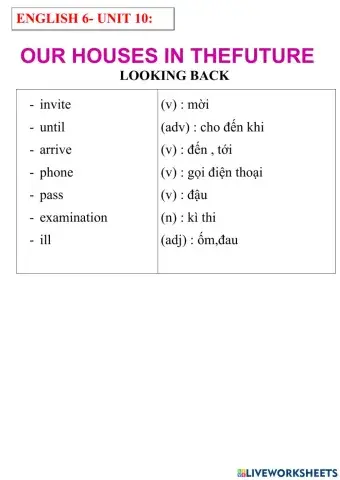 English 6- unit 10- looking back
