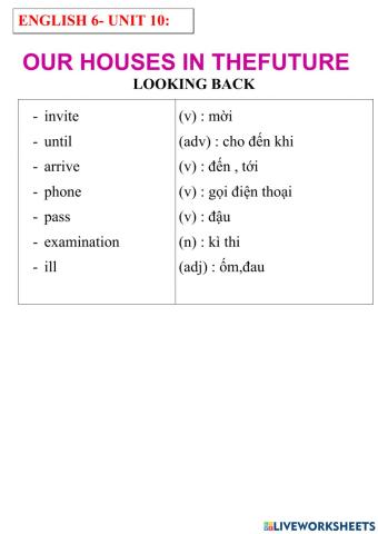 English 6- unit 10- looking back