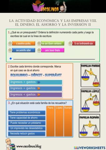 La actividad económica y las empresas VIII. El dinero, el ahorro y la inversión II