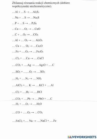Współczynniki stechiometryczne
