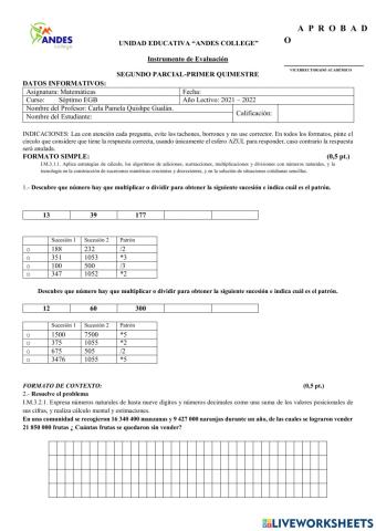 Prueba piloto de mate