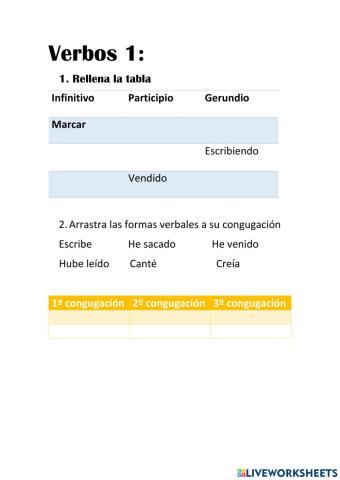 Ficha verbos lengua 1