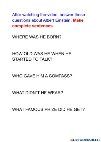 Einstein questions on the video