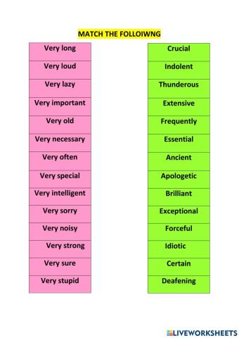 Vocabulary f
