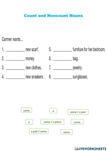 Count and noncount nouns