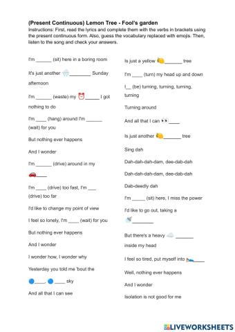 1B Present Continuous-Lemon Tree