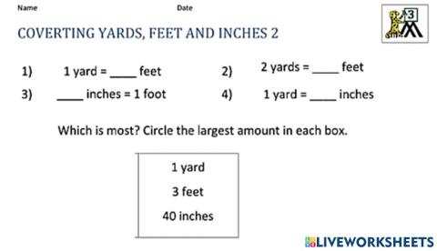 Relate Inches, Feet, and Yards.