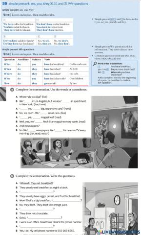 Present simple we you they