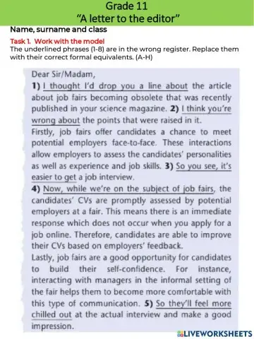 A letter to the editor