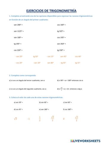 Trigonometría - signos y relaciones