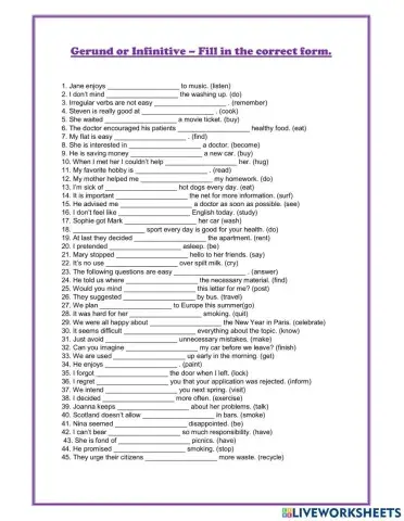 Gerunds and infinitives