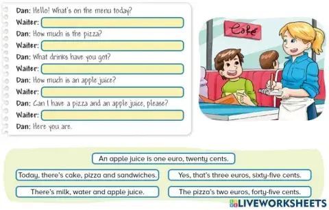 A dialogue in a café