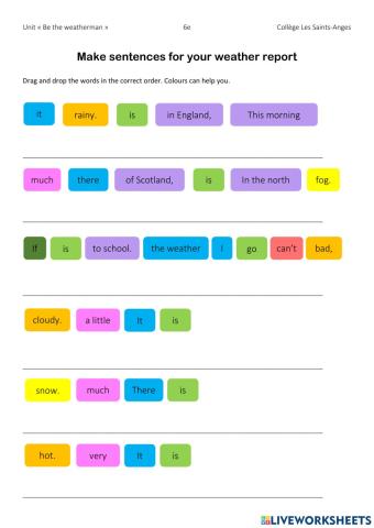 Word order - weather sentences