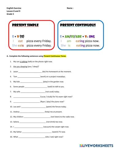 Present Simple and Present Continuous