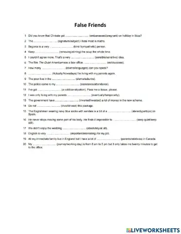 False Friends (False Cognates)