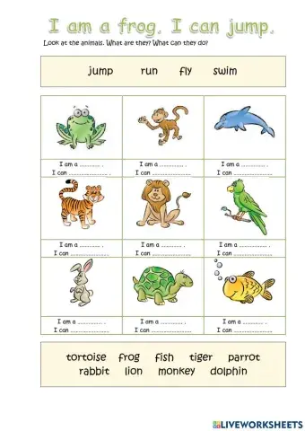 Saying what animal can or can't do