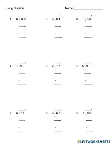 Long Division with Remainders
