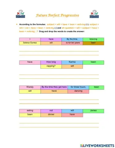 Exercises of Future Perfect Progressive-Continuous