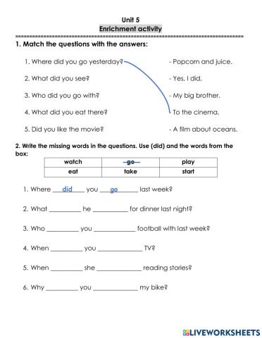 Past simple questions